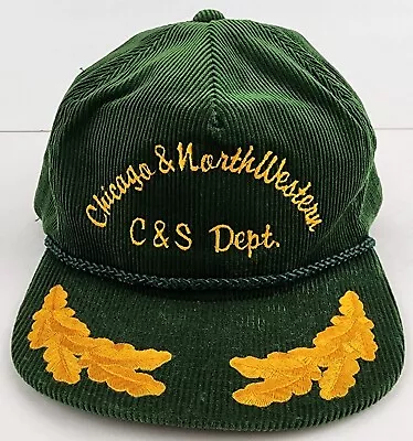 $14.99 • Buy Vintage Chicago & Northwestern Railroad C & S Dept. Corduroy Hat Cap Green