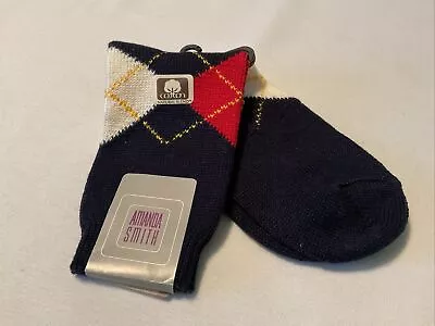 Vintage NOS Amanda Smith Blue Argyle Socks Cotton Blend Womens Sz 9-11  USA Made • $19.99