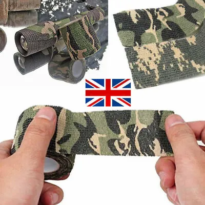 1 Roll 4.5M Metre Camo Gun Wrap Camouflage Waterproof Hunting Duct Tape UK • £3.59