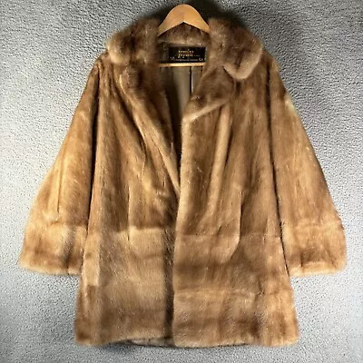 The Popular El Paso Fur Coat VTG 60s 70s Cape Wrap Mink Brown Genuine SZ M 42 • $99.99