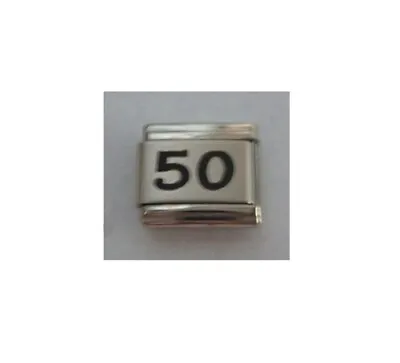 9mm Italian Charm Link  L55 50th Birthday 50 Fits Classic Size Link Bracelet • £3.75