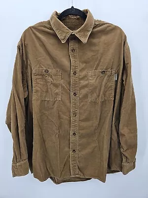 Woolrich Shirt Mens XL Beige Khaki Tan Button Up Vintage Corduroy Outdoor Work • $23