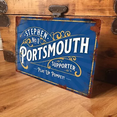 Personalised Portsmouth Football Sign Metal Plaque Vintage Retro - 200x305mm • £12.99