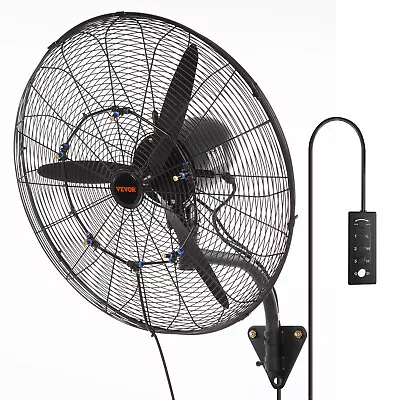 VEVOR Wall-Mount Misting Fan Oscillating Metal Fan 24.3'' 3 Speed Waterproof • $108.99