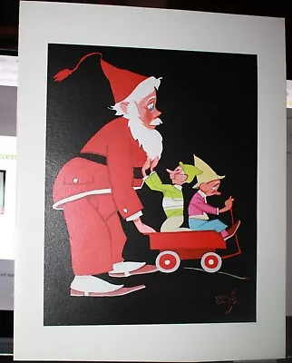 Vernon Grant Large Christmas Card Print With Santa Claus & Elves In Wagon • $45