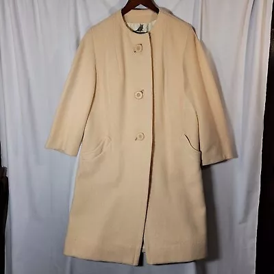 Beautiful Buttercream Vintage Rothmoor Heavy Wool Coat 40  Bust 40  Long • $44