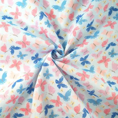 Polycotton Fabric Bright Beaming Butterfly Wings Butterflies • £4.80