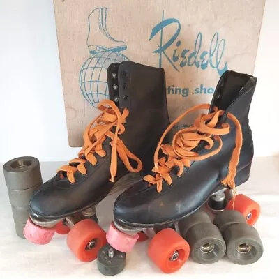 Vintage Riedell Red Wing Roller Derby Skates Size 7 Black With Extra Wheels READ • $74.95