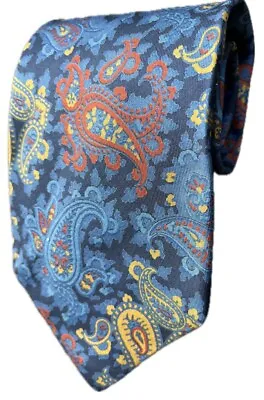 Etro Milano Mens Tie Silk Paisley Blue & Multi Made In Italy • $24