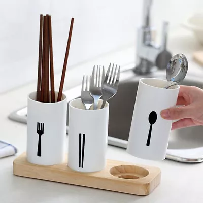 $21.98 • Buy Kitchen Storage Caddy Drainer Organiser Cutlery Utensil Rack Holder Stand