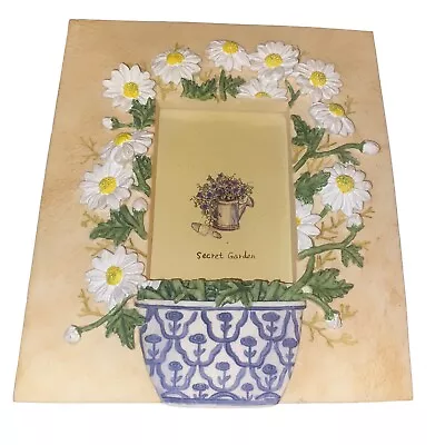 3D Daisies In Pot Floral Hand Painted Resin Photo Picture Frame Secret Garden • £18.50