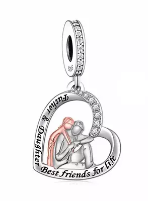 CLOSING DOWN SALE Sterling Silver Father & Daughter Best Friends For Life Charm • £14.99