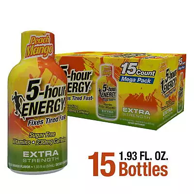 5-hour ENERGY Shot Extra Strength Peach Mango 15 Count • $29.98