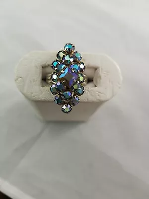 Pat. Pending Vintage Blue Aura Borealis Dome Ring Size 7 Adjustable  • $39.99