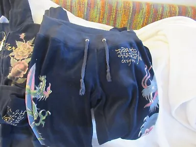 Ed Hardy ~~ 2Pc Sweatsuit ~ NAVY BLUE Zip Hoodie  & Jogger Pant  ~ Womens SMALL • £6.73