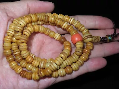 Nepal Tibet Buddhist 108 Lines Milky Color Yak Bone Mala Prayer Beads (z3) • $73.95