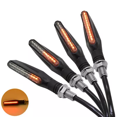 4X Motorcycle LED Flowing Water Turn Signals Blinker Lights Amber For Suzuki • $14.99