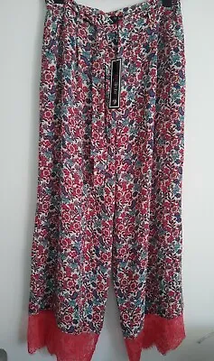 Lovedrobe Floral Lace Trim Pallazo Trousers Size 14 Ref R5 • £9.99