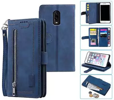 Oneplus 6T All In One Suede Wallet Case Front Zip Pocket Lanyard • $13.50