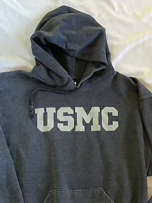 VTG Soffe Adult USMC Hoodie Pullover Hooded Sweatshirt Size Medium Gray • $19.99