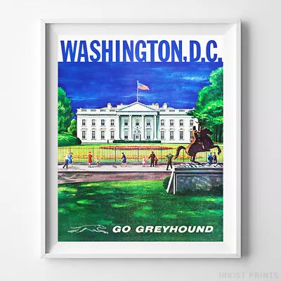 Vintage Disneyland Poster Go Greyhound Washington DC Disney Wall Art UNFRAMED • $7.95