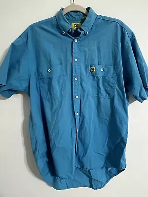 Vintage Duckhead Aqua Teal Blue Button Up Short Sleeve Mens Size Small USA • $19.99