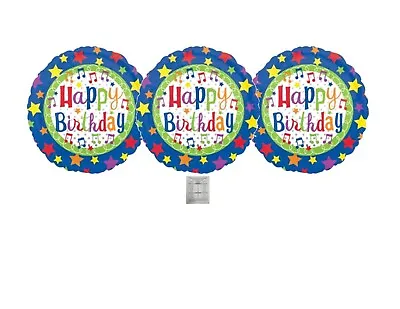 Set Of 3 Happy Birthday Music Notes 18'' Balloon Party Decorations Supplies • $8.99