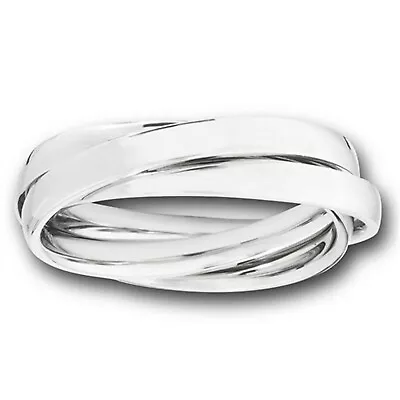 Triple Interlocking Rolling Ring Womens Silver Stainless Steel Trinity Band • $16.99