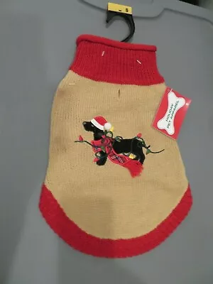 $12.99 • Buy Holiday Dachshund Christmas Lights Dog Tan Sweater Small ~ Medium ~ Large NWT