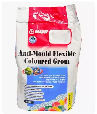 Mapei Anti-Mould Flexible Coloured Tile Grout Limestone Colour 5kg *Bargain • £18