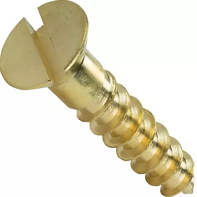 #4 X 3/8  Solid Brass Flat Head Wood Screws Slotted Drive Qty 100 • $11.22