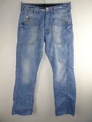 DUCK AND COVER Mens Jeans W32 L34 Low Loose Fit Blue Denim Button Fly • £15.50