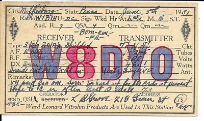 QSL 1931 Mifflinburg PA    Radio Card • $6.02