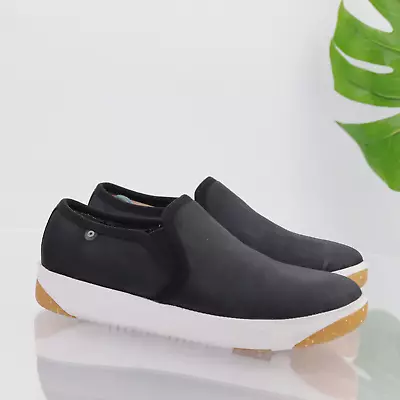 Bogs Kicker Slip On Shoe Women's Size 8.5 Waterproof Rain Shootie Black Leather • $47.39