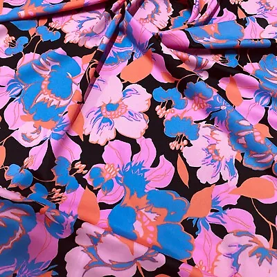 4 Way Stretch Fabric Spandex / Floral Purple Print By Yard For Swimwear • $12.99