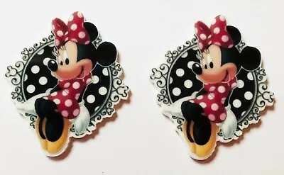 2 X MINNIE MOUSE LASER CUT 46mm X 39mm RESIN FLATBACKS EMBELLISHMENTS • £2.75