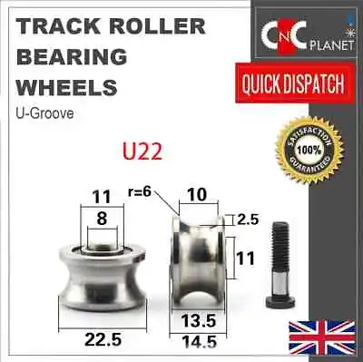Roller Bearing U Groove Shape Track Linear Shaft Steel Wheel Pulley Sliding U22 • £6.95
