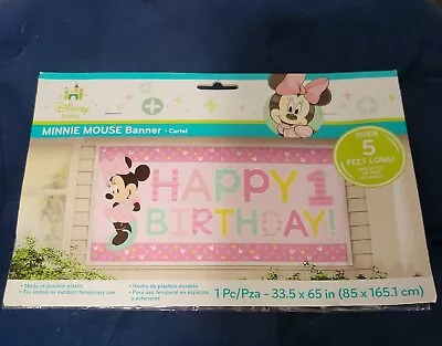 Disney Baby MINNIE MOUSE HAPPY 1st BIRTHDAY Party BANNER & Invitations • $10