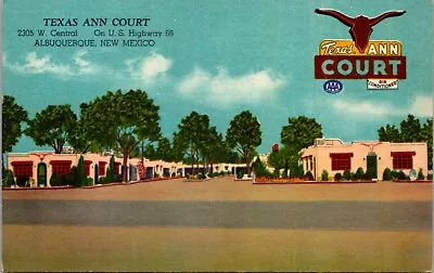 Linen Postcard Texas Ann Court 2305 West Central Route 66 Albuquerque New Mexico • $6