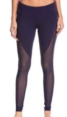 Alo Yoga Motion Mesh Panel Leggings Deep Navy Blue Size Large With Waist Pocket • £28.38