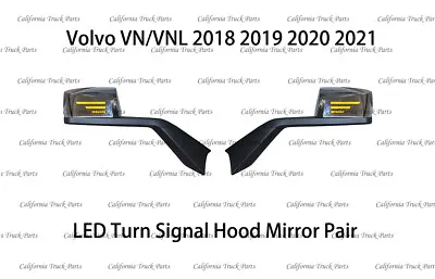 Volvo VN/VNL LED Turn Signal Hood Mirror Chrome Pair 2018 2019 2020 2021 • $259.60