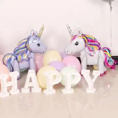 $5.99 • Buy 60cm 3D Standing Foil Unicorn Balloon Birthday Baby Party 4 Colours AU Stock