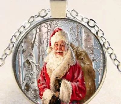 SANTA CHRISTMAS  Pendant Sterling Silver 20  Necklace FREE Women Mom  GIFT  • $18.88