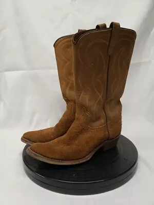 Vtg Acme Rough Out Leather Pointed Toe Cowboy Boots Womens Sz 5.5 C-narrow USA • $29.99