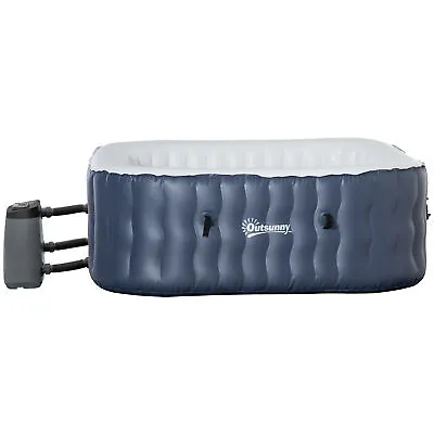 Outsunny  Outdoor Square Inflatable Hot Tub Spa W/ Pump 4-6 Person Dark Blue • £339.99