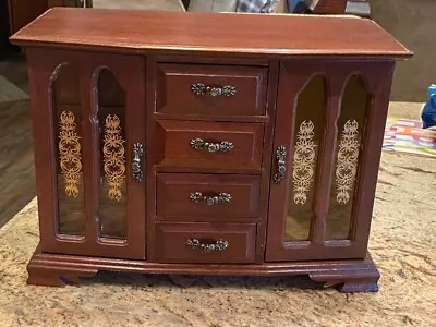 Wooden Jewelry Box / Armoire - 8 Drawers / Section With Hooks - Very Nice • $9.99