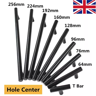 £7.29 • Buy 20x Matte Black T Bar Handles Kitchen Cupboard Drawer Cabinet Door Knobs ∅12mm