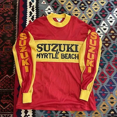 VTG 1980s Suzuki Jersey Motocross Shirt Red Rare Large  • $119.95