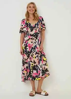* BNWT  Matalan  Abstract Floral Angel Sleeve Midi Dress   (ST65) • £14.99