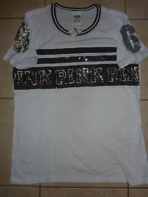 Victorias Secret Pink Bling New Sequin  Pink86  Scoopneck Teeshirt Nwt  • $34